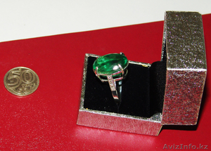 Серебряное кольцо с бриллиантами и изумрудом - Изображение #2, Объявление #134379